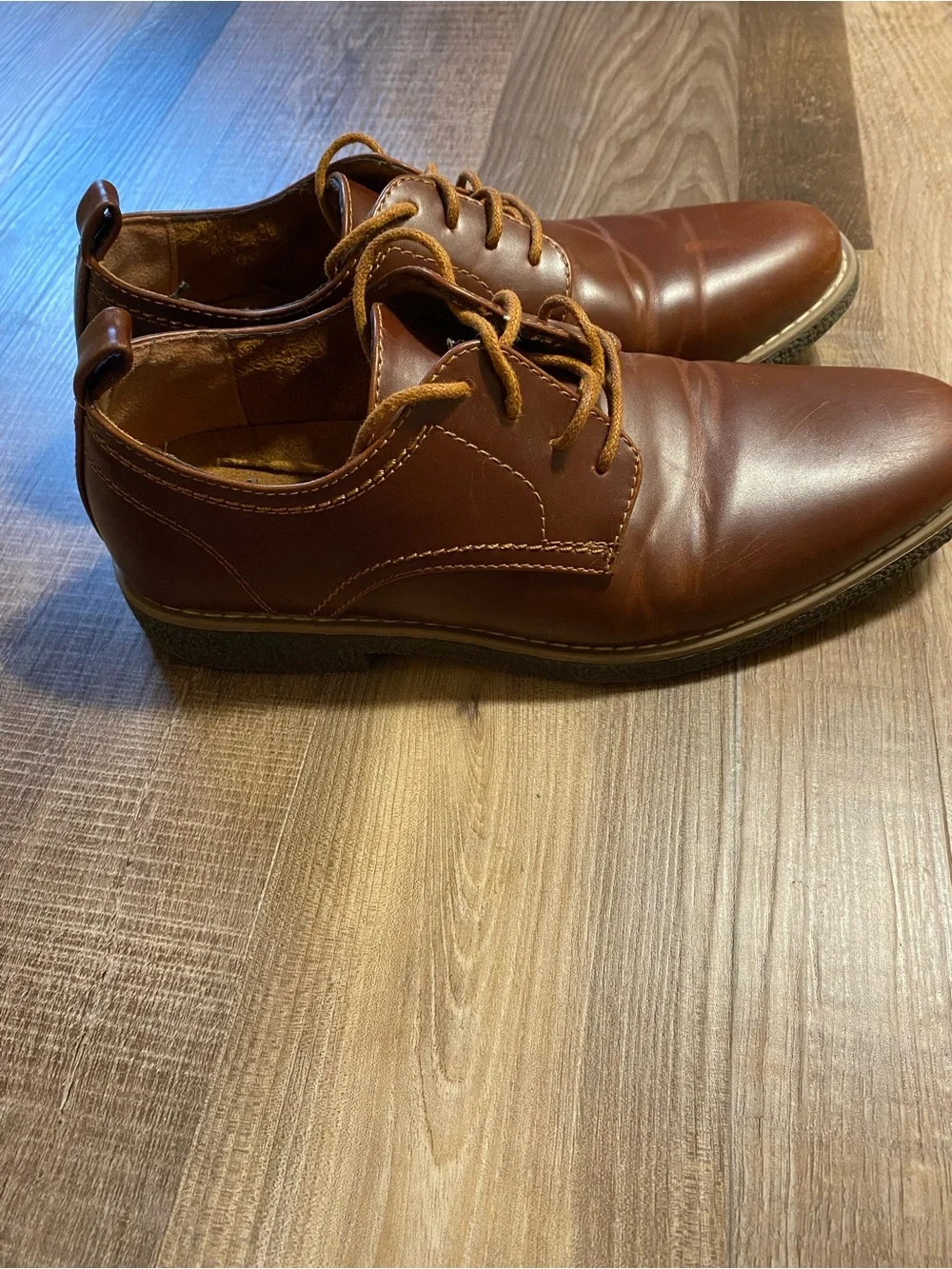Deer Stags Men's Brown Leather Lace-Up Oxfords
